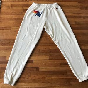 Aviator Nation Logo Women’s Sweatpants Vintage White Size M